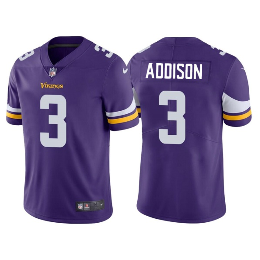 Men's Minnesota Vikings #3 Jordan Addison Purple 2023 Draft Vapor Untouchable Limited Stitched Jersey
